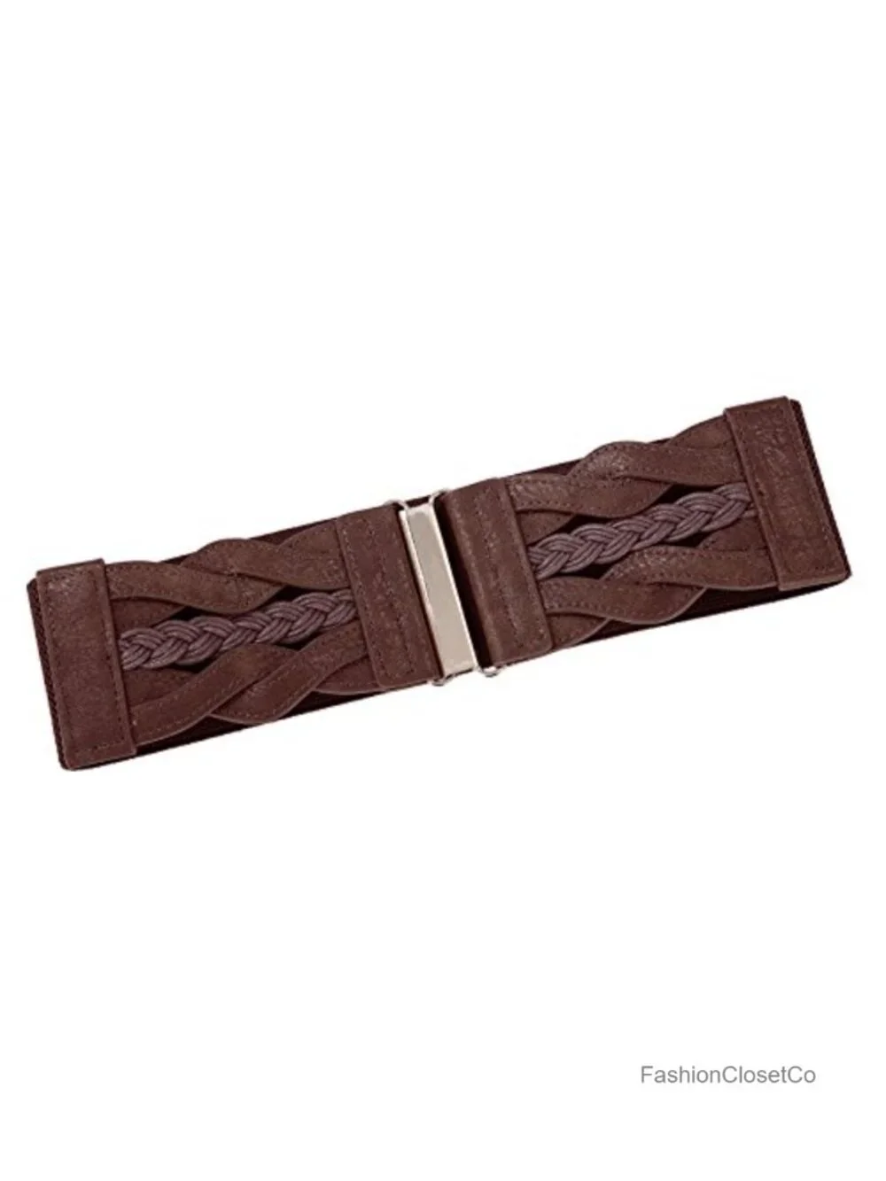 Women's Stretch Elastic Wide Waist Belt 3 Inch Retro Braided Buckle